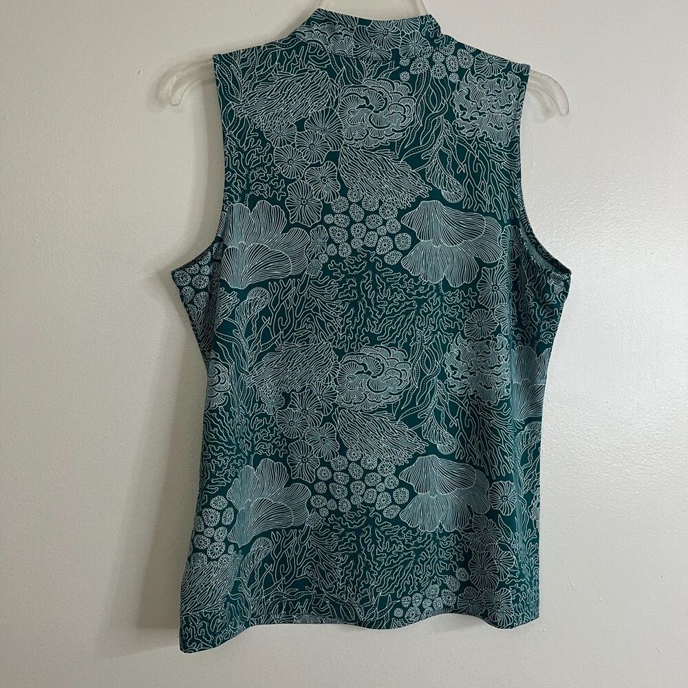 Tommy Bahama Golf Active Top L Green Floral 1/4 Zip Stretch Performance Casual - Picture 3 of 7